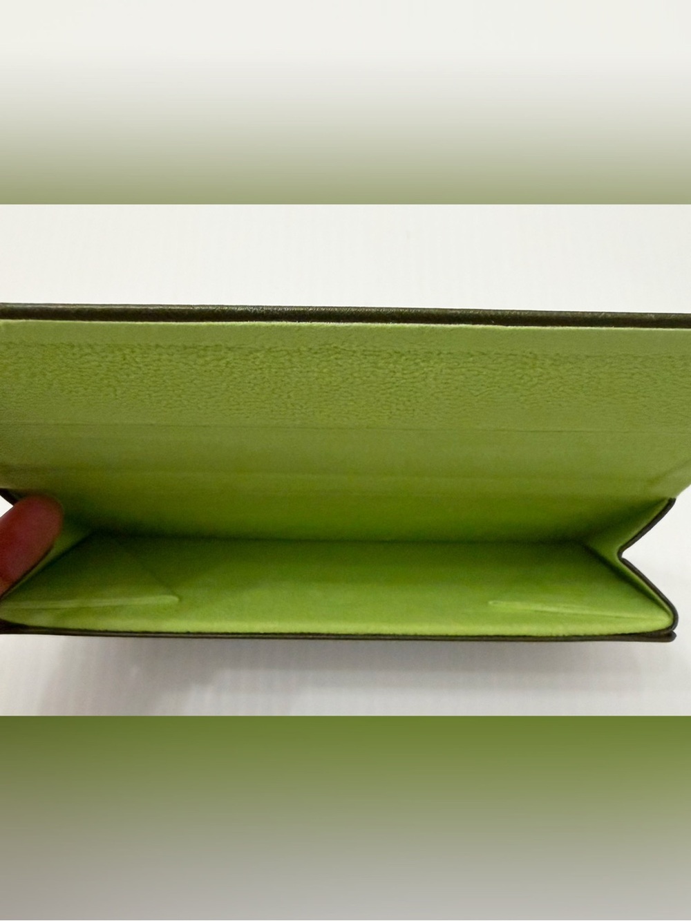 Longchamp Sunglass Eyeglass Case Olive Green Triangle Shape Lime Interior - Picture 7 of 10